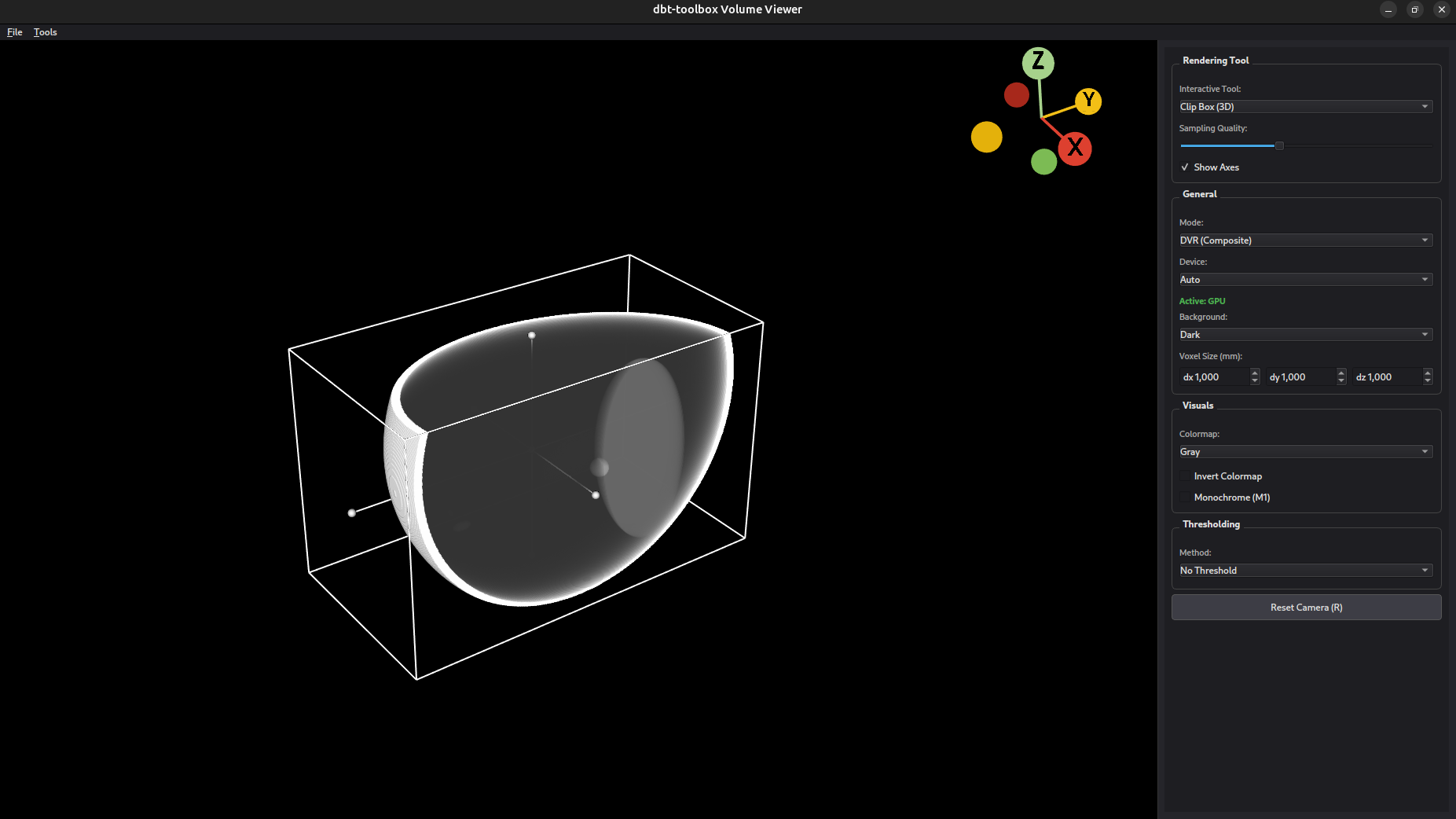 Volume Viewer — Clip Box ile iç yapı görünümü